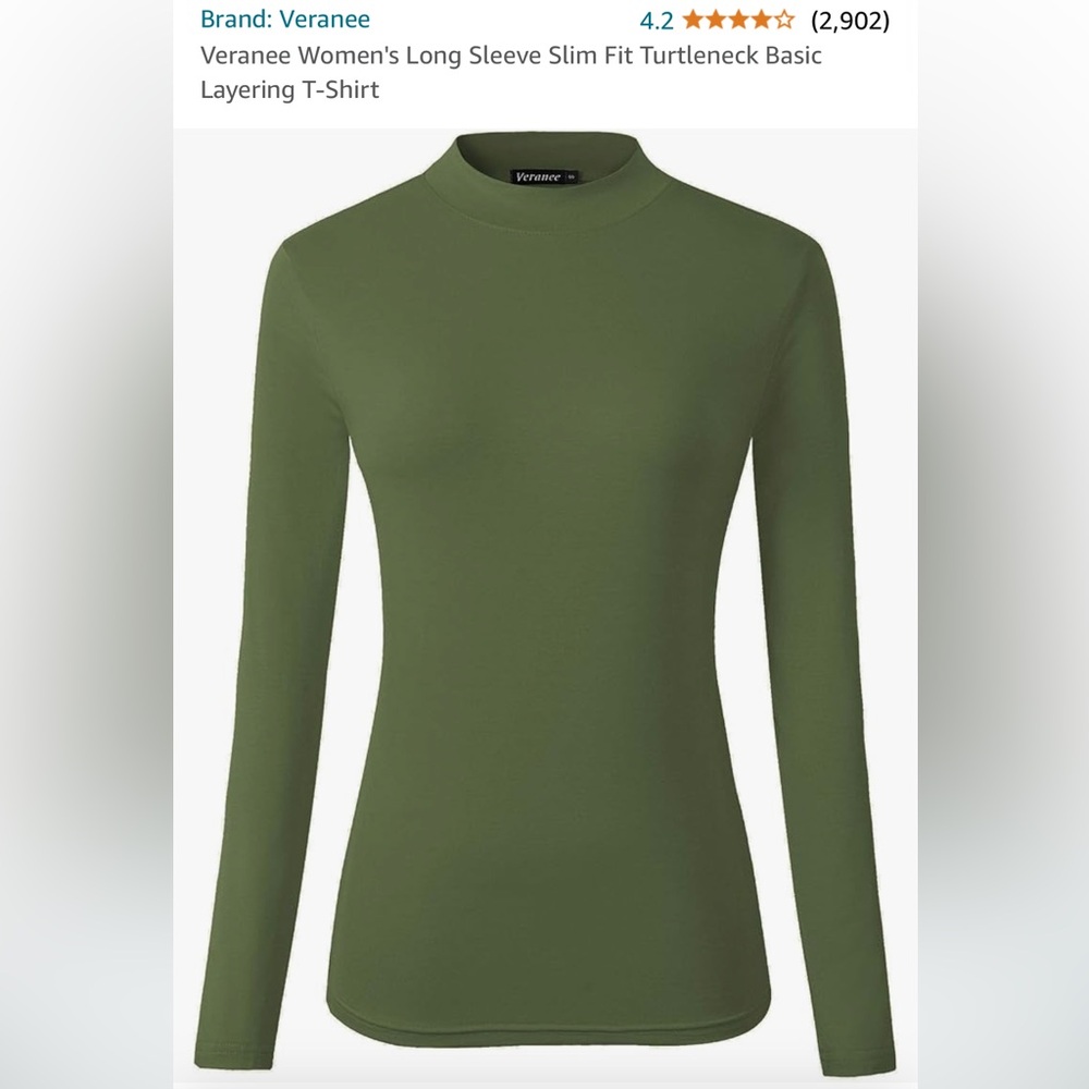 Women’s Long Sleeve Slim Fit Turtleneck Basic Layering T-Shirt